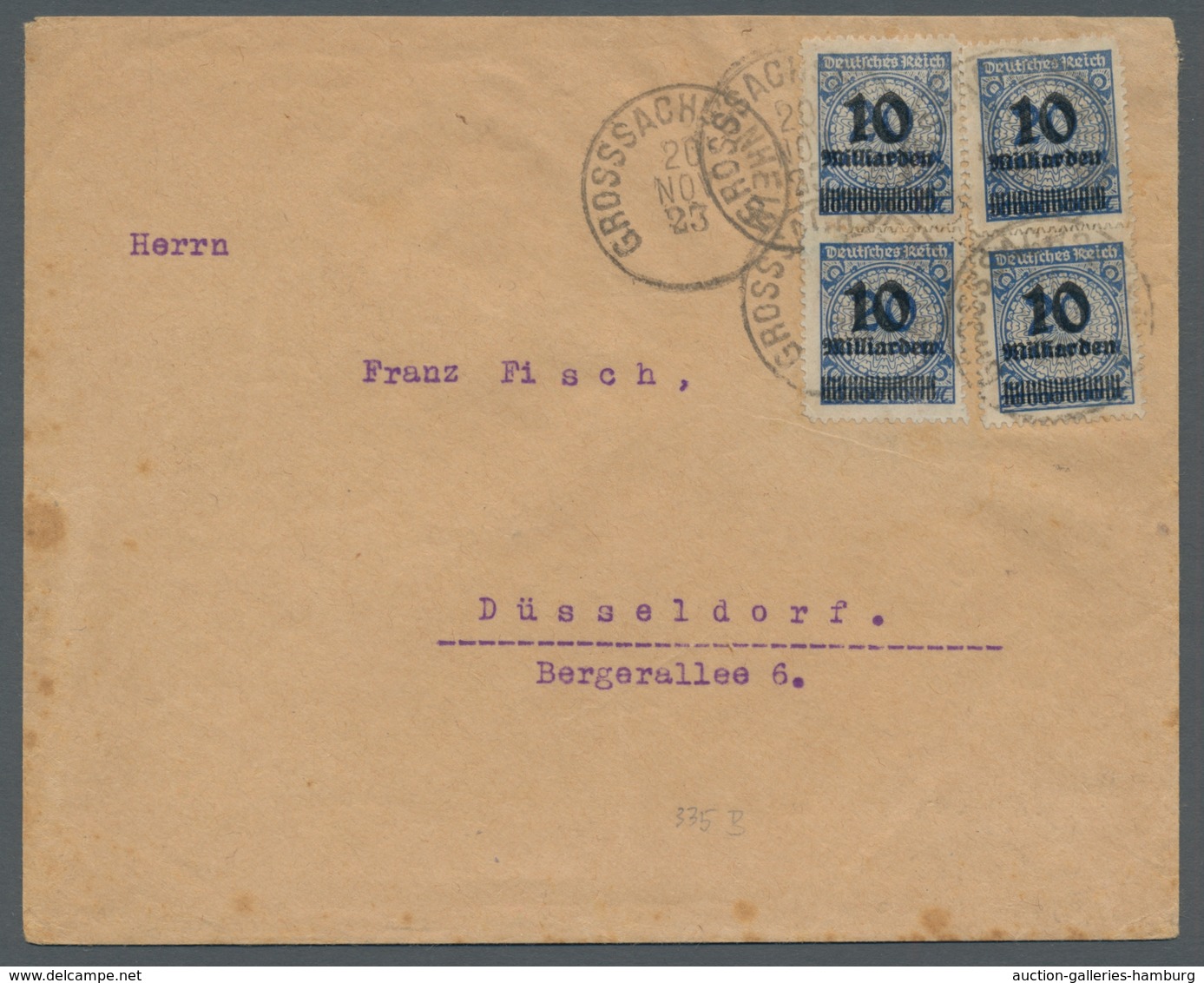 Deutsches Reich - Inflation: 1923, 10 Mrd A. 20 Mio Violettultramarin 2 Senkrechte Paare Als Mef Auf - Usados