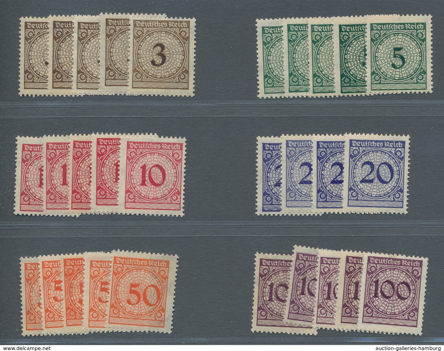 Deutsches Reich - Weimar: 1923, 4 Kpl. Sätze "Korbdeckelmuster" Und Einige Einzelmarken, überwiegend - Unused Stamps