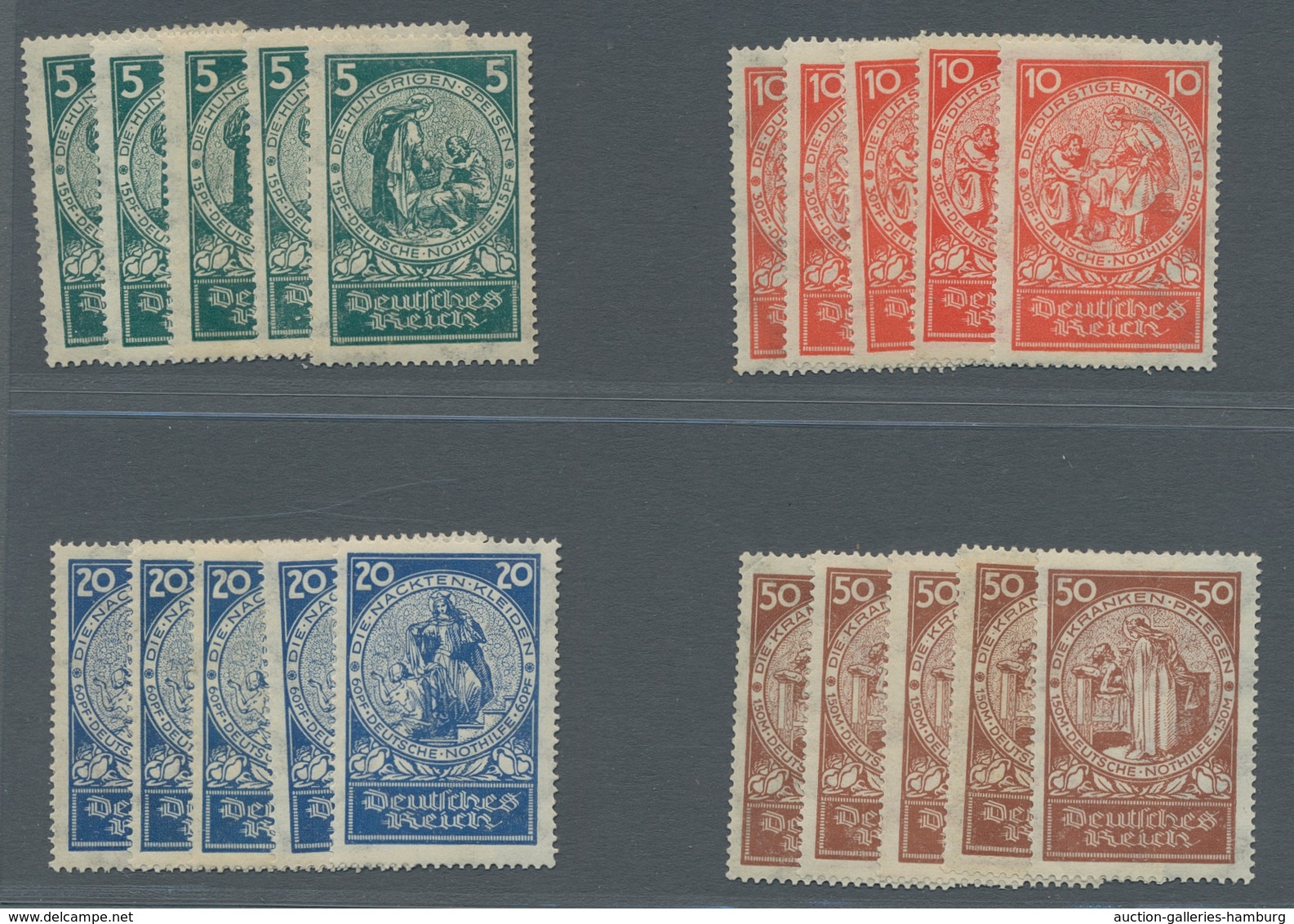 Deutsches Reich - Weimar: 1924, Deutsche Nothilfe, 5 Postfrische Sätze - Unused Stamps