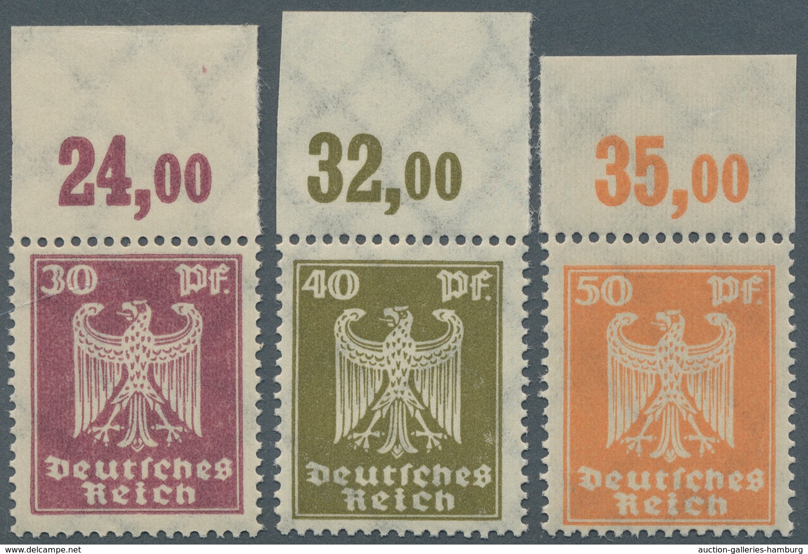 Deutsches Reich - Weimar: 1924, 30 Bis 50 Pf Reichsadler Vom Oberrand Je Plattendruck, Einwandfrei P - Unused Stamps