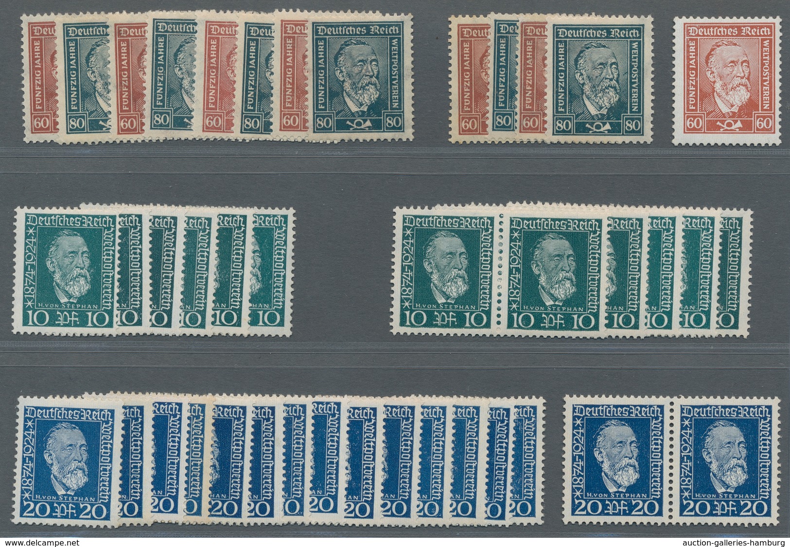 Deutsches Reich - Weimar: 1924, Heinrich Von Stephan, 362-363 (6x), 362y (1x), 368-369 (16x) überwie - Nuevos