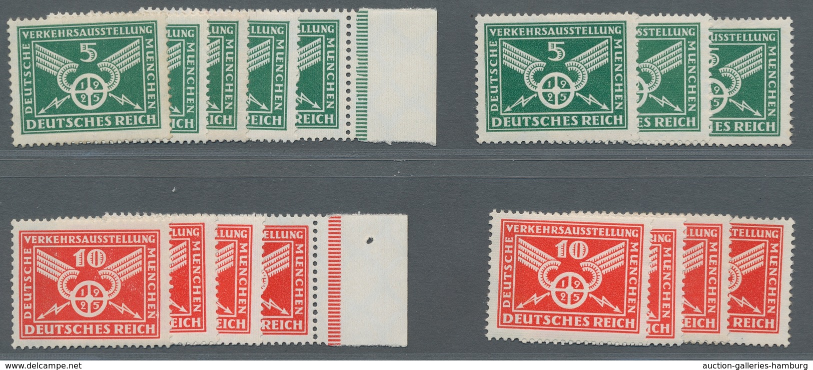 Deutsches Reich - Weimar: 1925, Verkehrsausstellung München, 5x 370X , 3x 370Y, 4x 371X, 4x371Y, Mei - Unused Stamps