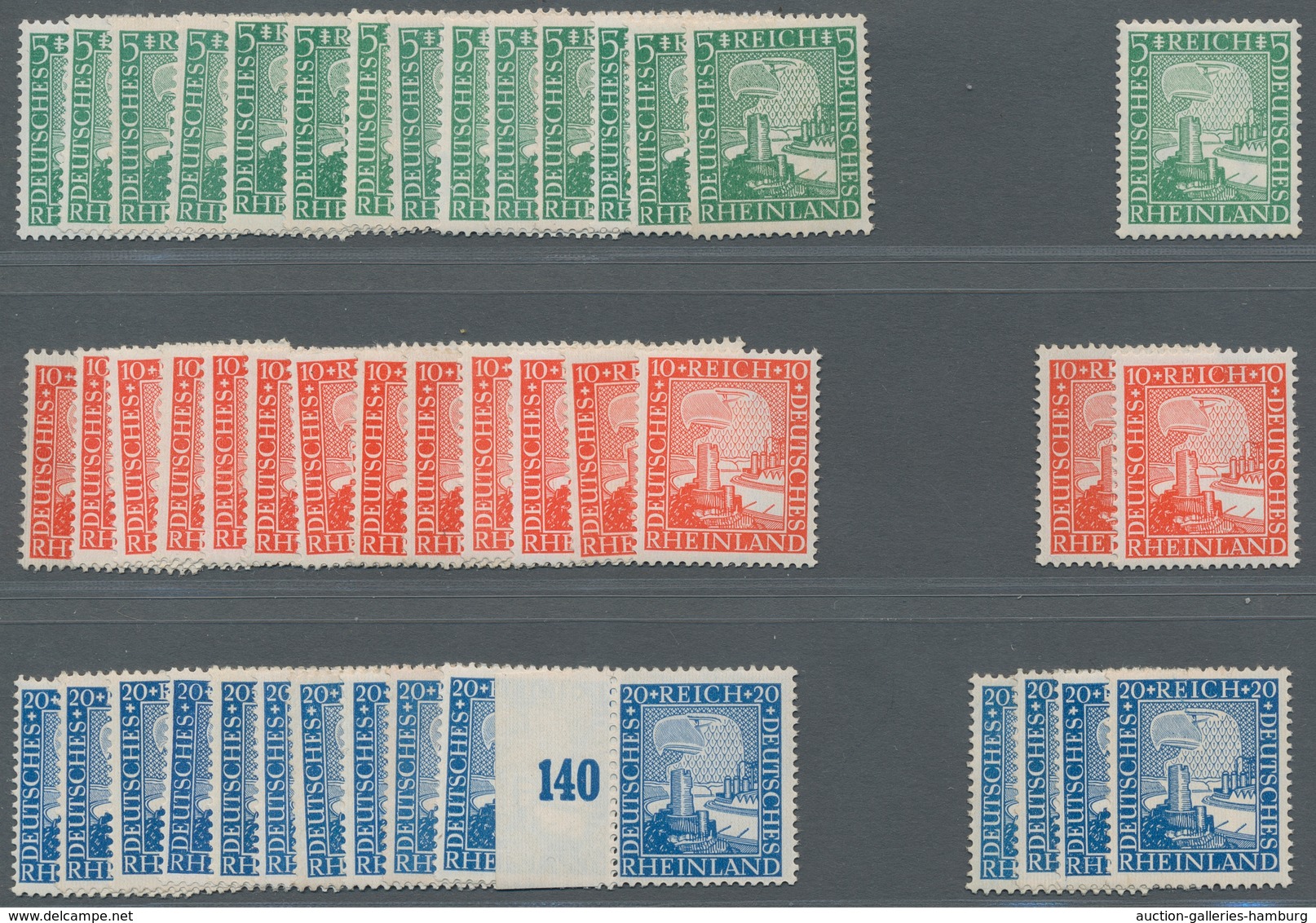 Deutsches Reich - Weimar: 1925, "Rheinland", 15 Sätze, überwiegend Postfrisch, Mi. 725,00 - Unused Stamps