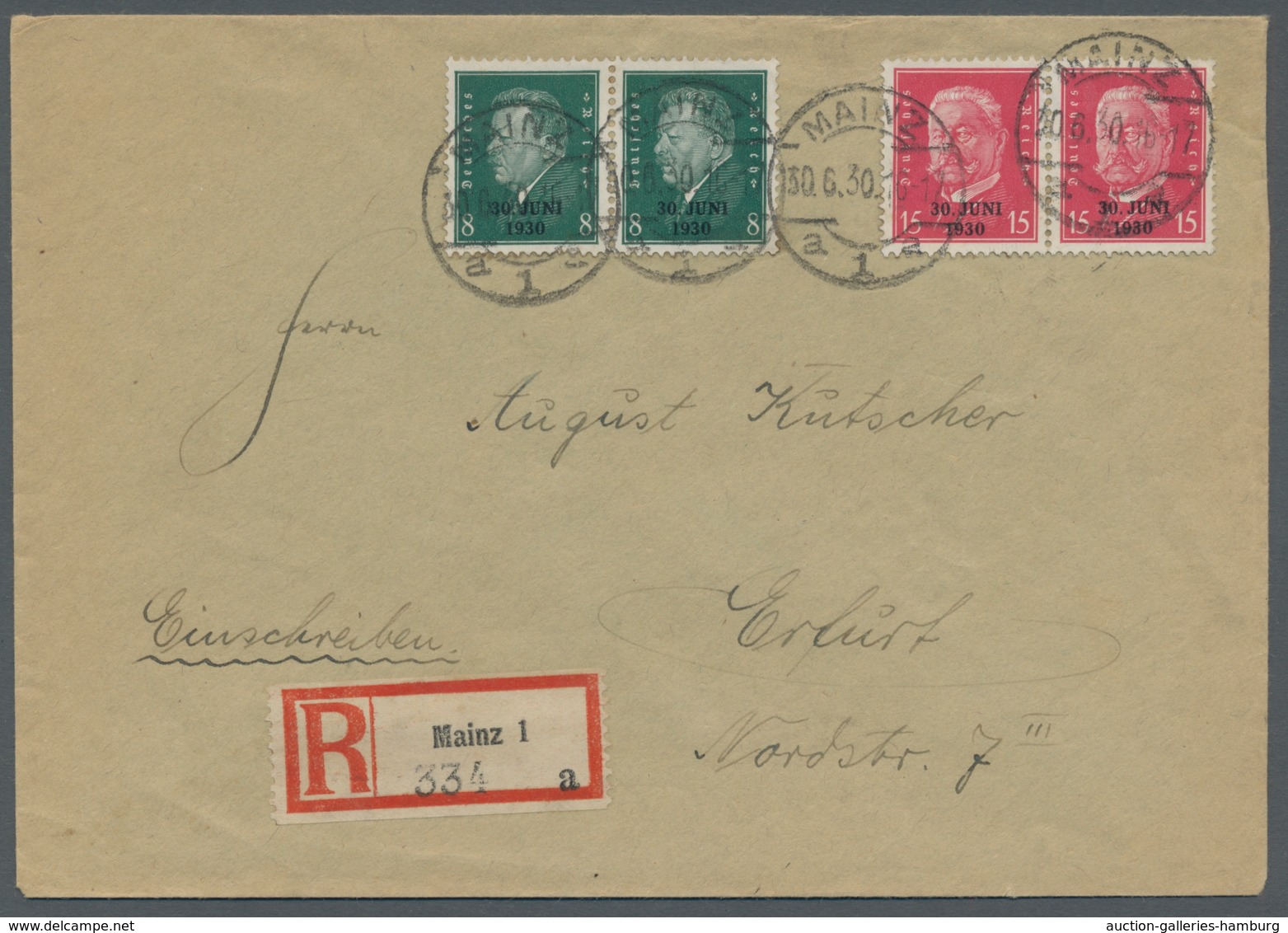 Deutsches Reich - Weimar: 1930, Rheinlandbefreiung, Satz Als Paare Frankiert, Kpl. Auf R-Brief Mit E - Unused Stamps