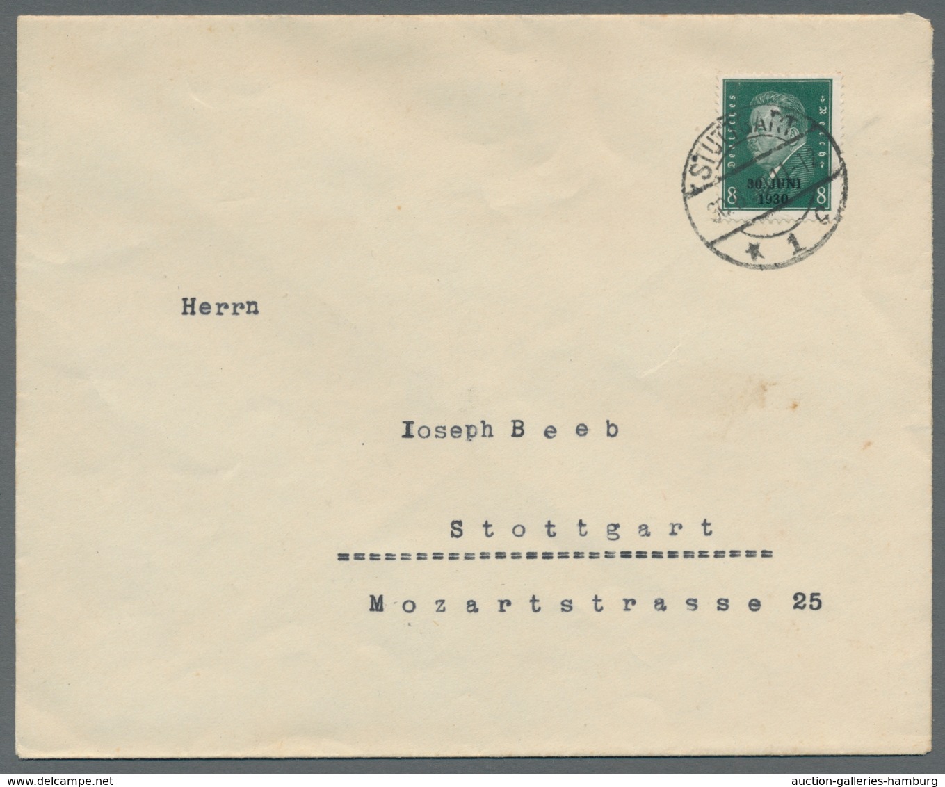 Deutsches Reich - Weimar: 1930, Ebert, 8 Pf Grün Mit Aufdruck, Ef A. Ortsbrief Mit Ersttagsstpl. Von - Nuovi