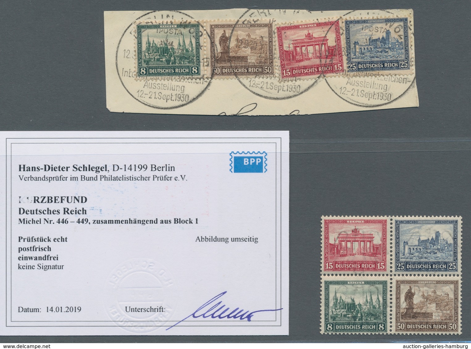 Deutsches Reich - Weimar: 1930, "IPOSTA-Herzstück", Hübsches Ensemble Mit Postfrischem Herzstück (KB - Unused Stamps