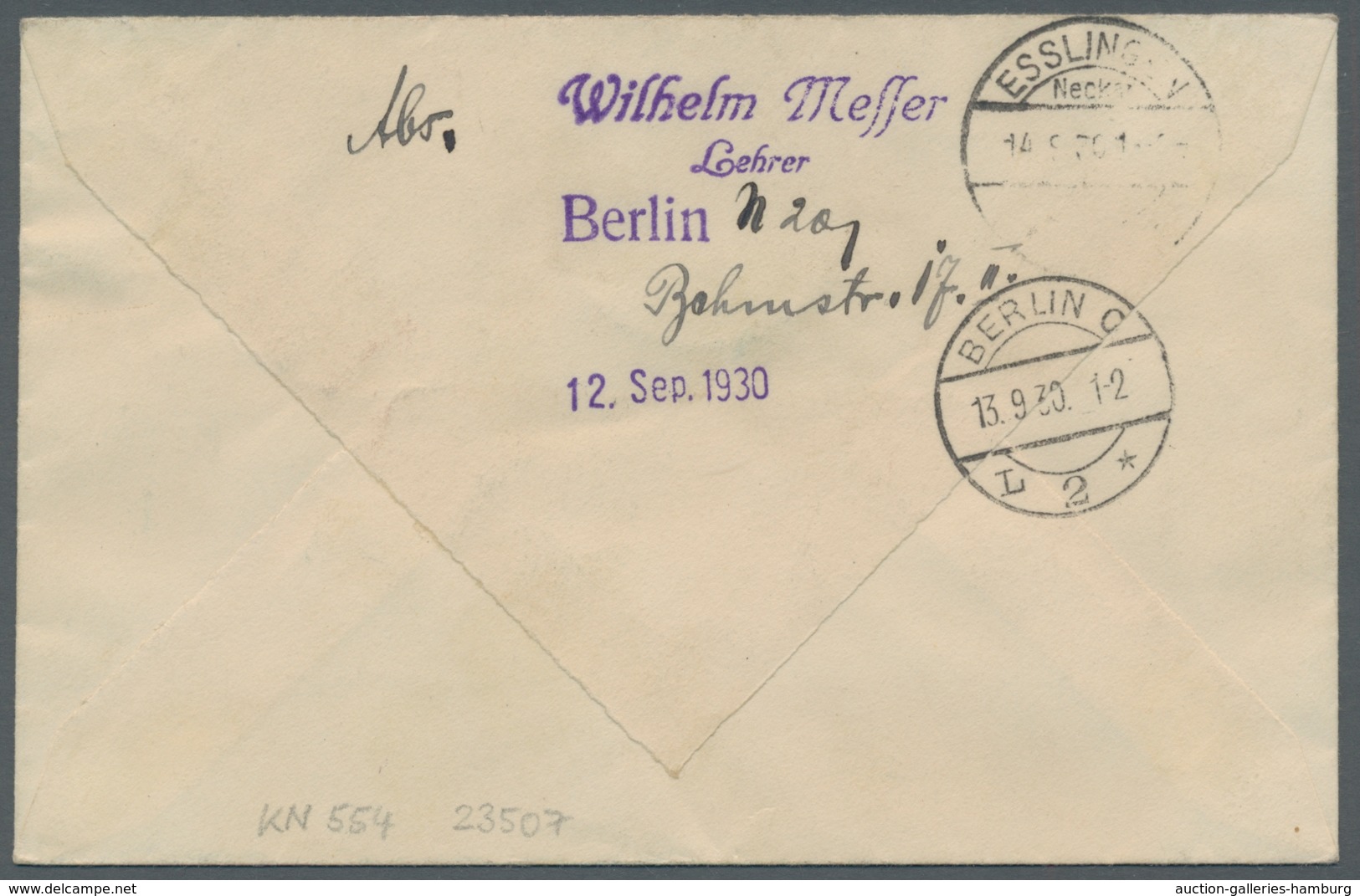 Deutsches Reich - Weimar: 1930, Herzstück Aus IPOSTA-Block Auf Beförderten Ausstellungs-Luftpost-R-B - Unused Stamps