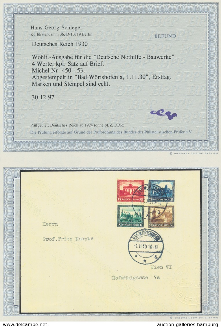 Deutsches Reich - Weimar: 1930, "Nothilfe", Sauber Gestempelter Satz Auf Ersttagsbrief BAD WÖRISHOFE - Unused Stamps