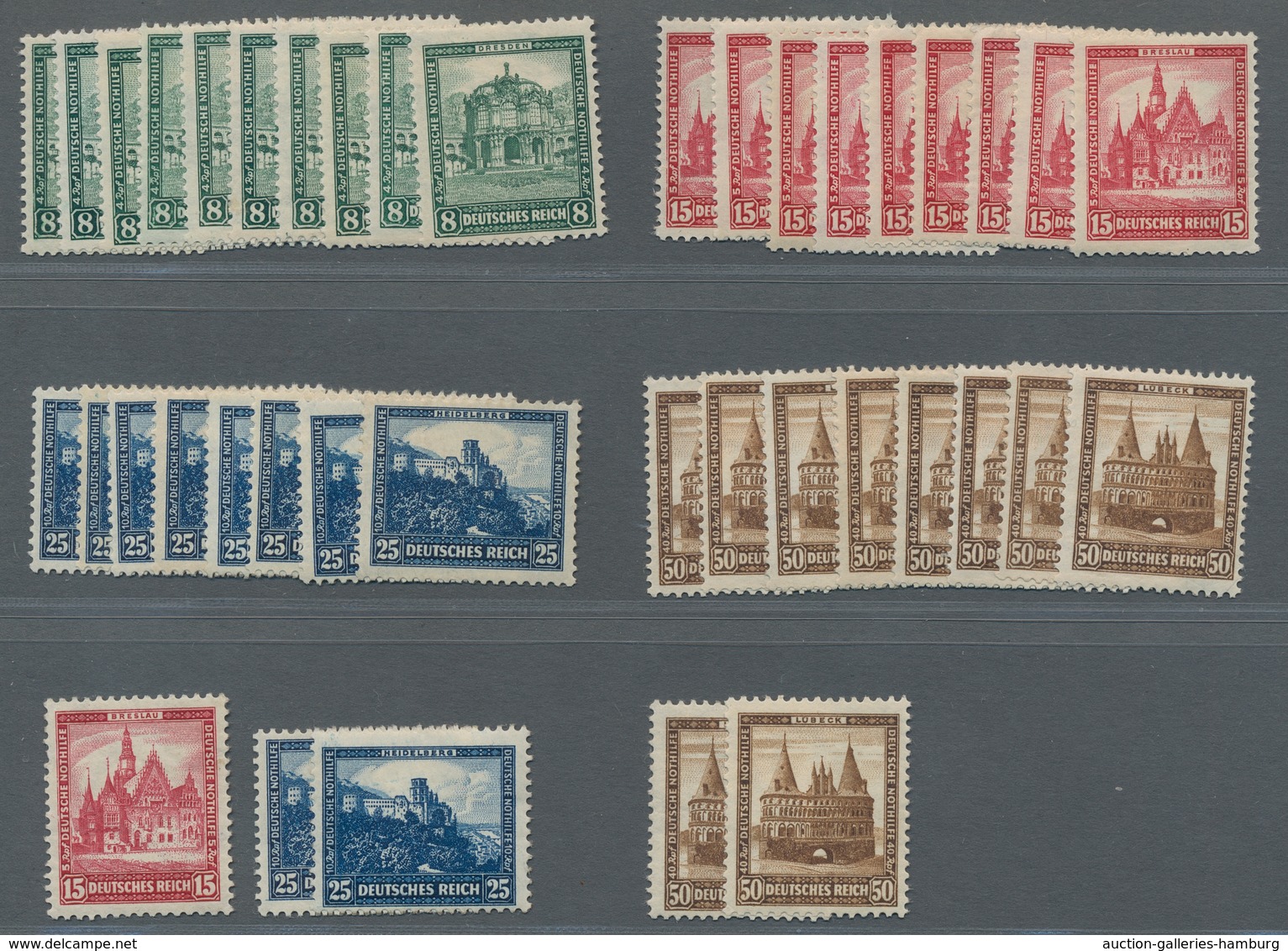Deutsches Reich - Weimar: 1931,Nothilfe 10 Sätze Mit Originalgummi, Meist Postfrisch, Mi. 1955,00 - Unused Stamps