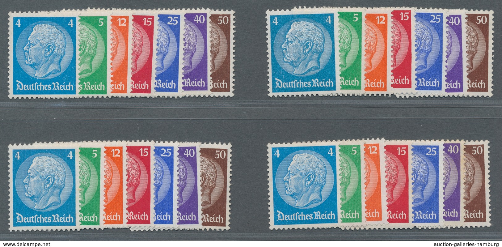 Deutsches Reich - Weimar: 1932, Hindenburg Im Medaillon (I), 4 Sätze Davon 3 Sätze Postfrisch, Einer - Unused Stamps