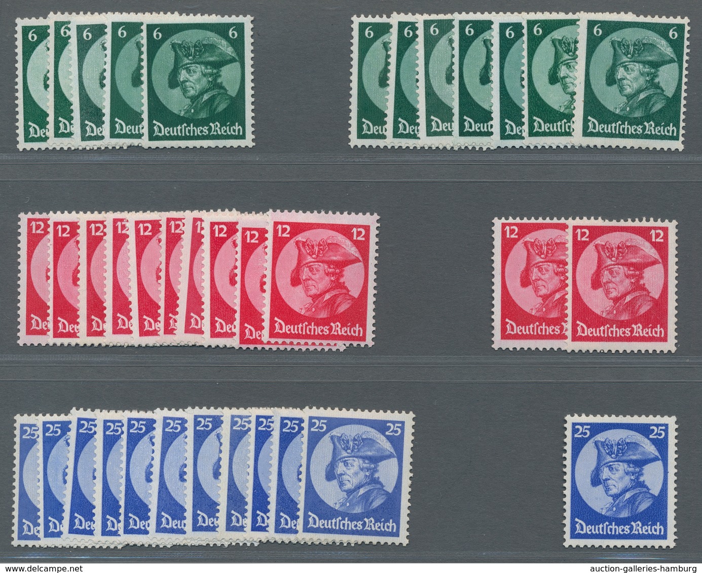 Deutsches Reich - 3. Reich: 1933, Friedrich Der Große, 12 Sätze überwiegend Postfrisch, 2 Werte Der - Unused Stamps