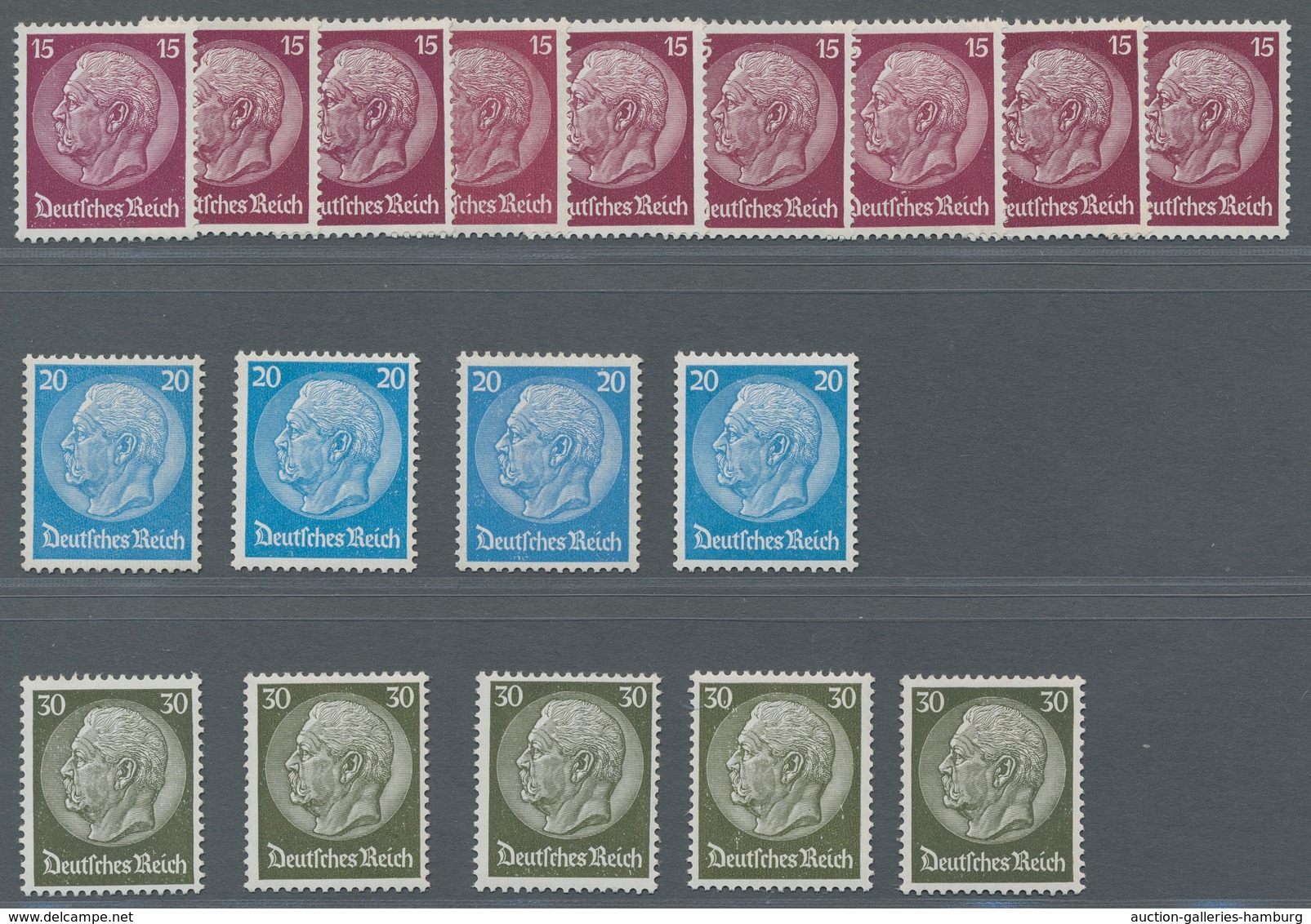 Deutsches Reich - 3. Reich: 1933, Hindenburg Im Medaillon (II),; 4, 6, 12 Und 20 Pfg Sowie Nr. 485 I - Unused Stamps