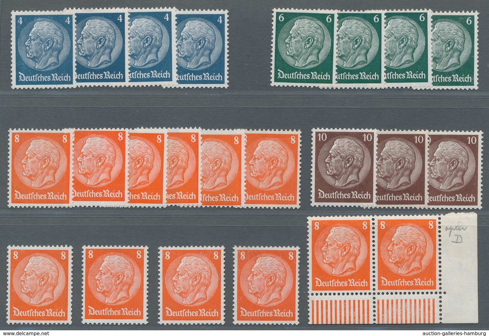 Deutsches Reich - 3. Reich: 1933, Hindenburg Im Medaillon (II),; 4, 6, 12 Und 20 Pfg Sowie Nr. 485 I - Nuevos