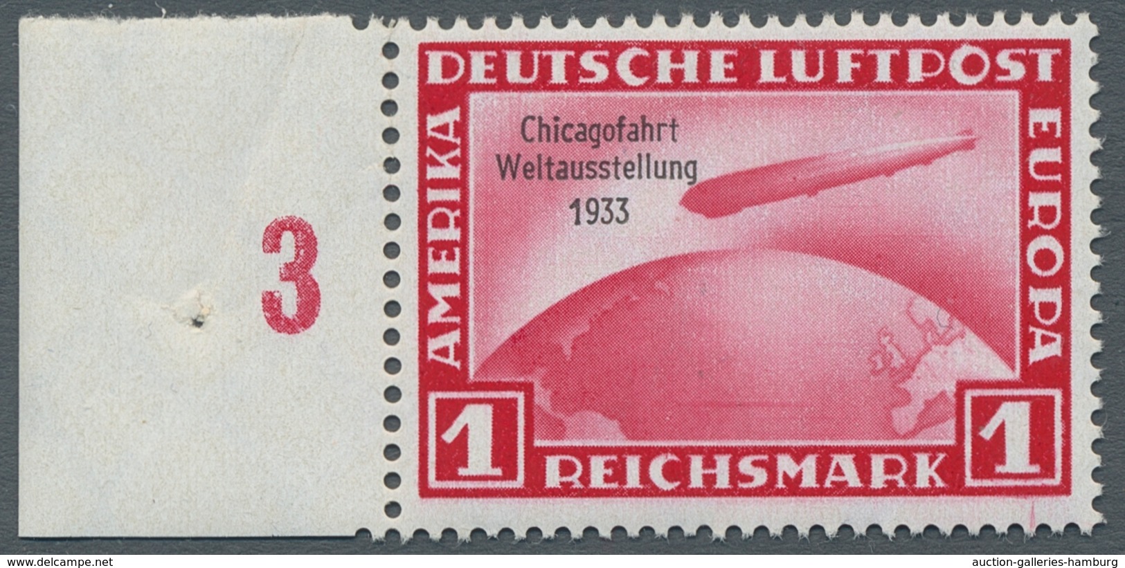 Deutsches Reich - 3. Reich: 1933, Chicagofahrt, Kplt. Satz Mit Linken Seitenrand, Postfrisch Einwand - Unused Stamps