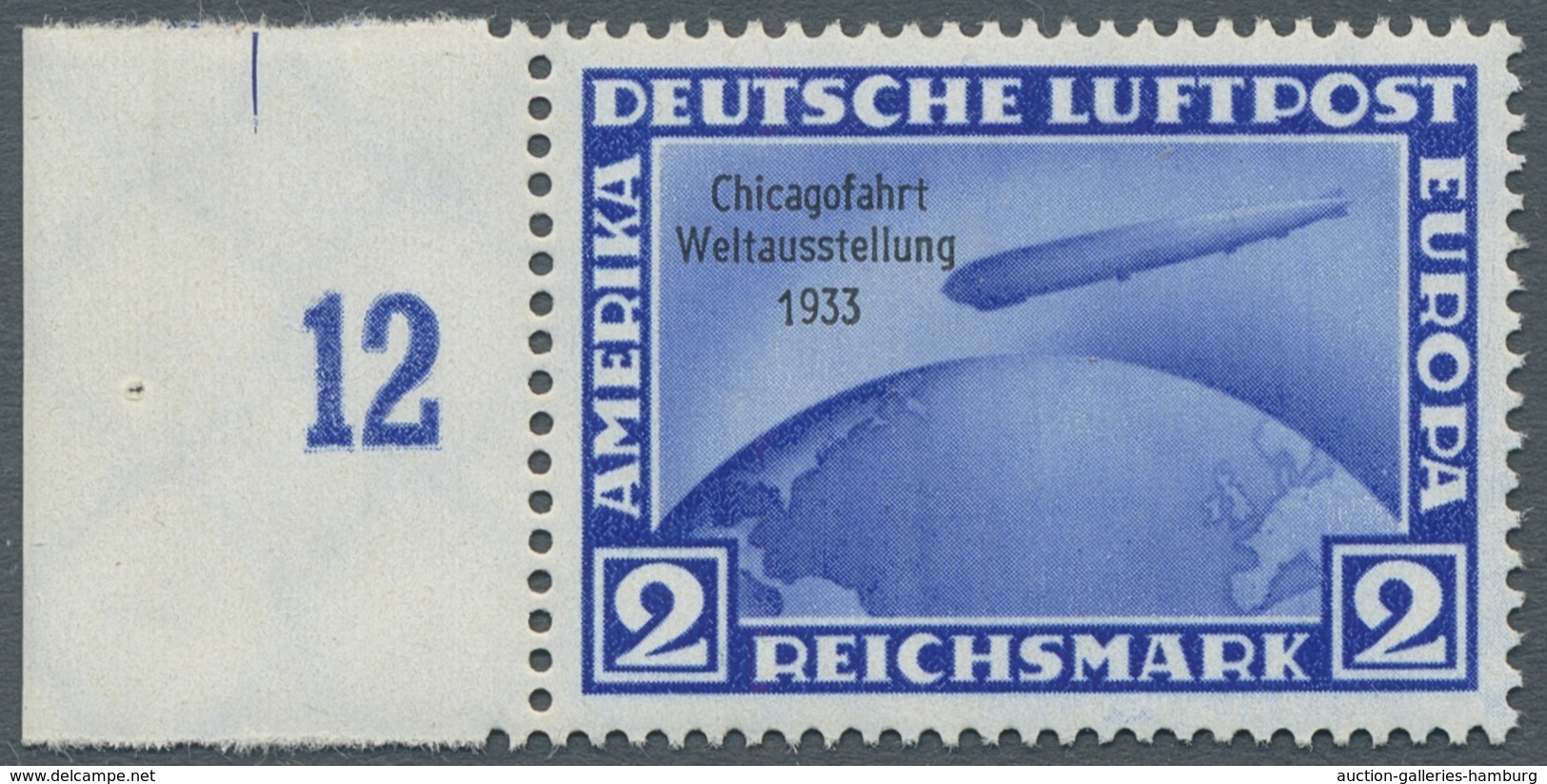 Deutsches Reich - 3. Reich: 1933, Chicagofahrt, Kplt. Satz Mit Linken Seitenrand, Postfrisch Einwand - Unused Stamps