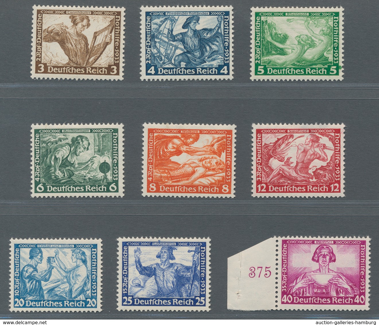 Deutsches Reich - 3. Reich: 1933, "Wagner", Ungebrauchter Satz, 12 Pfg. Etwas Dünn, Sonst Tadellose - Unused Stamps