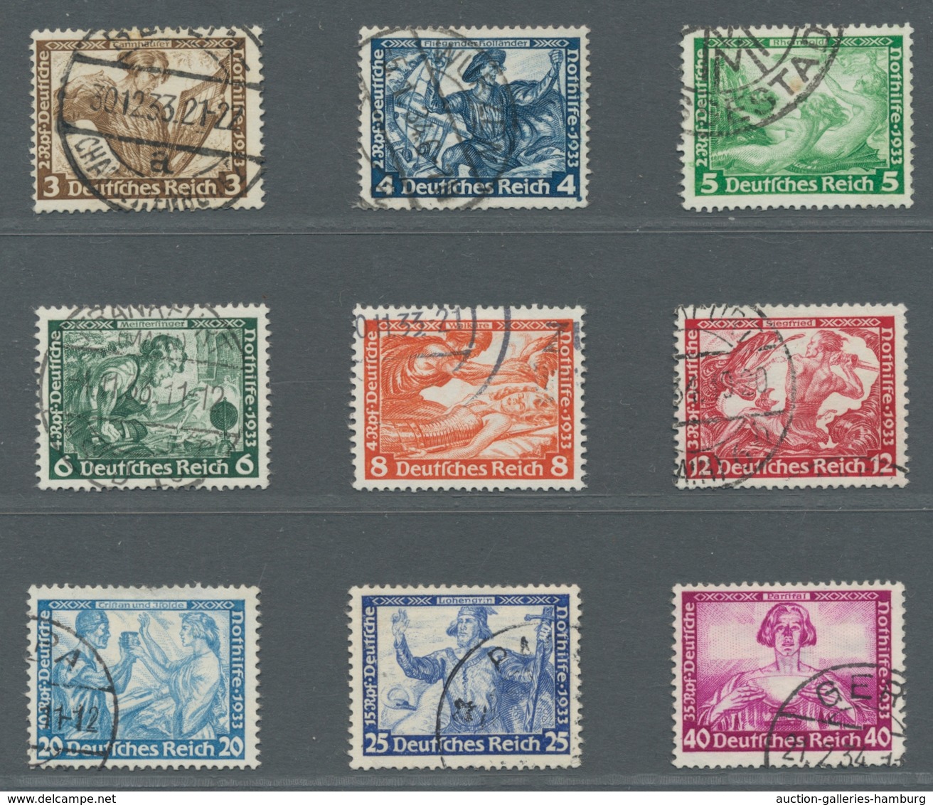 Deutsches Reich - 3. Reich: 1933, Wagnersatz, Bis Auf Die 4 Pf.(B Zhg) Alle In Der A-Zähnung Kplt. G - Unused Stamps