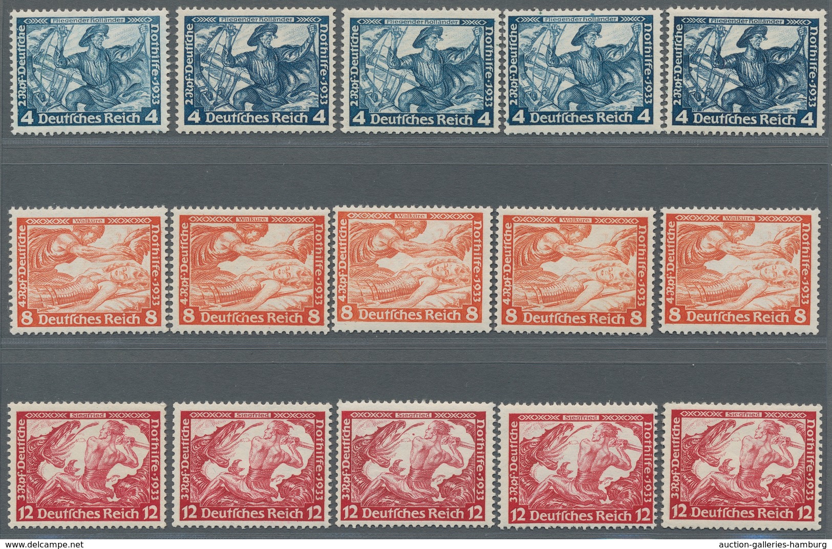 Deutsches Reich - 3. Reich: 1933, Deutsche Nothilfe, Wagner; 4, 8 Und 12 Pfg Aus Markenheftchen (je - Unused Stamps