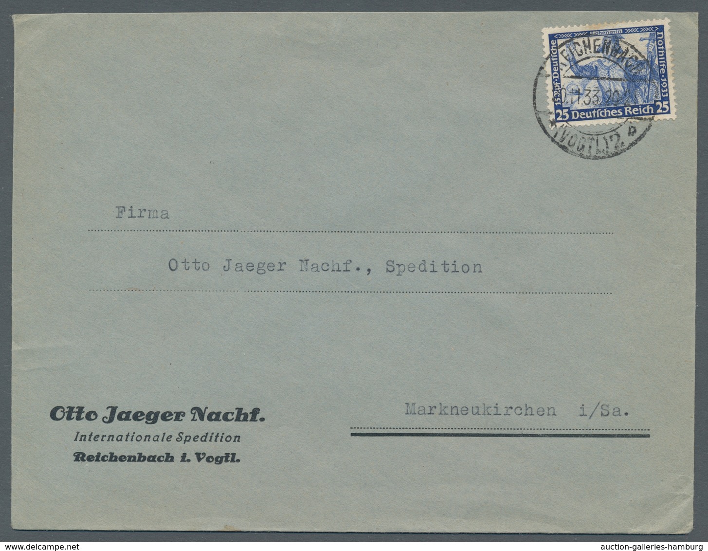 Deutsches Reich - 3. Reich: 1933, Wagner 25 Pfennig Als Einzelfrankatur Entwertet Mit Stempel "Reich - Unused Stamps