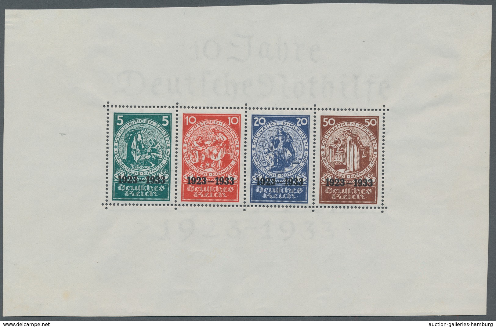 Deutsches Reich - 3. Reich: 1933, "Nothilfe", Herzstück Mit Breitem Blockrand, Marken Postfrisch Und - Nuevos