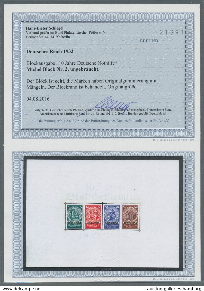 Deutsches Reich - 3. Reich: 1933, "Nothilfeblock", Ungebrauchter Block Im Orginalformat, FB H.-D. Sc - Nuevos