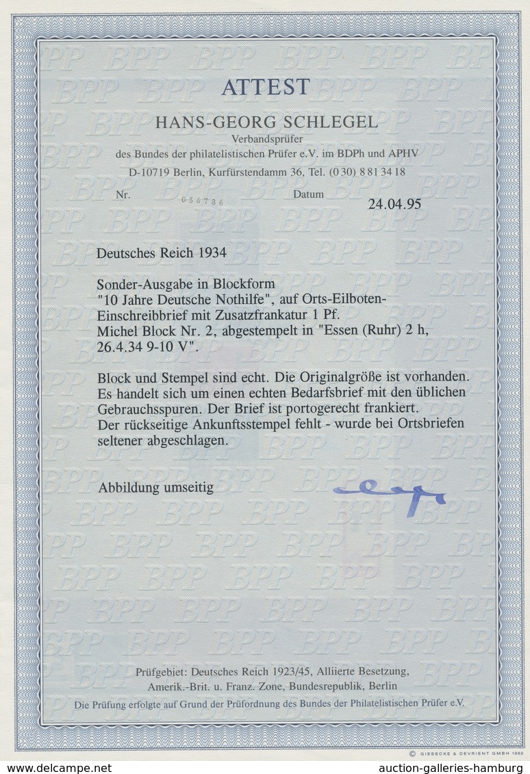 Deutsches Reich - 3. Reich: 1933, "Nothilfe-Block" Mit 1 Pfg. Zusatzfrankatur Als Portorichtige MiF - Nuevos