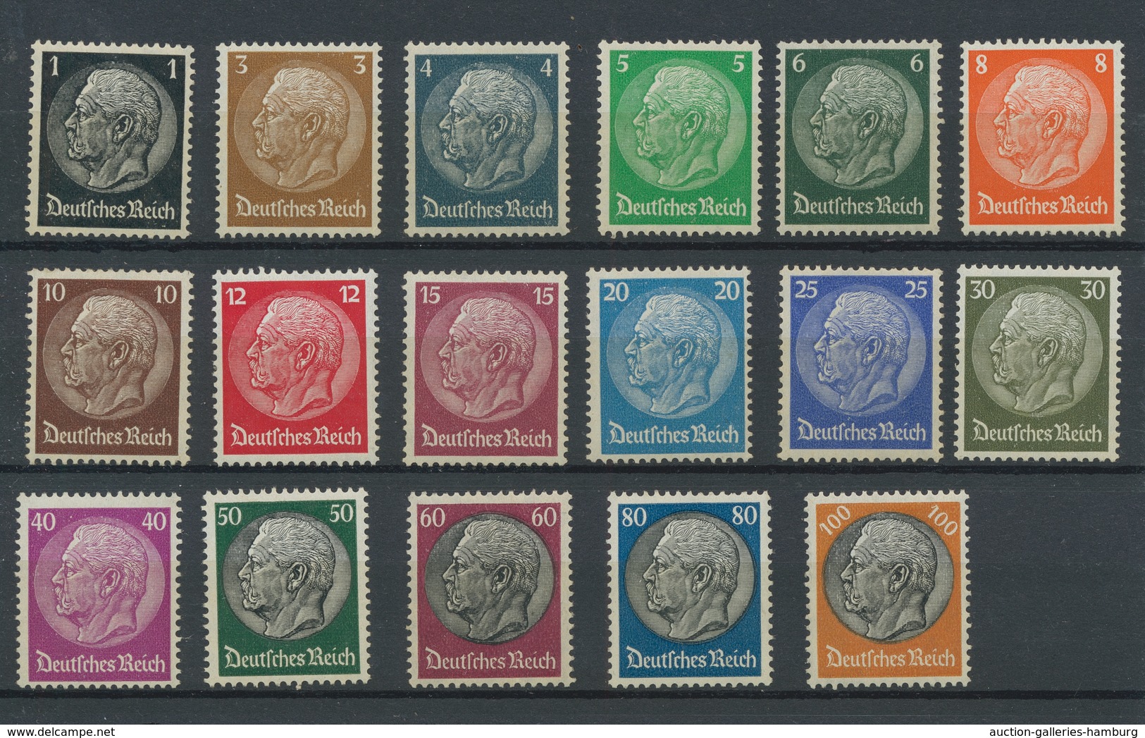 Deutsches Reich - 3. Reich: 1933, Sechs Komplette Sätze "Hindenburg WZ 4" Postfrisch, Viele UR-Stück - Unused Stamps