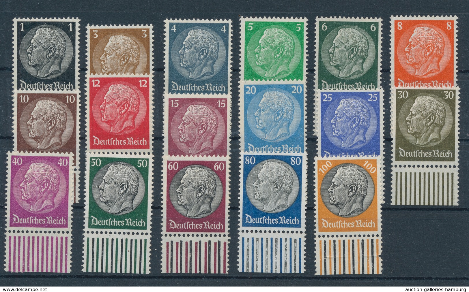 Deutsches Reich - 3. Reich: 1933, Sechs Komplette Sätze "Hindenburg WZ 4" Postfrisch, Viele UR-Stück - Unused Stamps