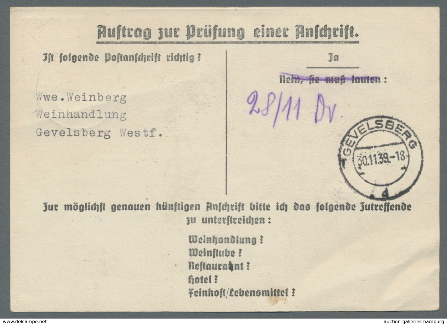 Deutsches Reich - 3. Reich: 1933, Hindenburg 3 Pf. Braun Als EF. Auf Anschriftenprüfkarte. - Nuevos