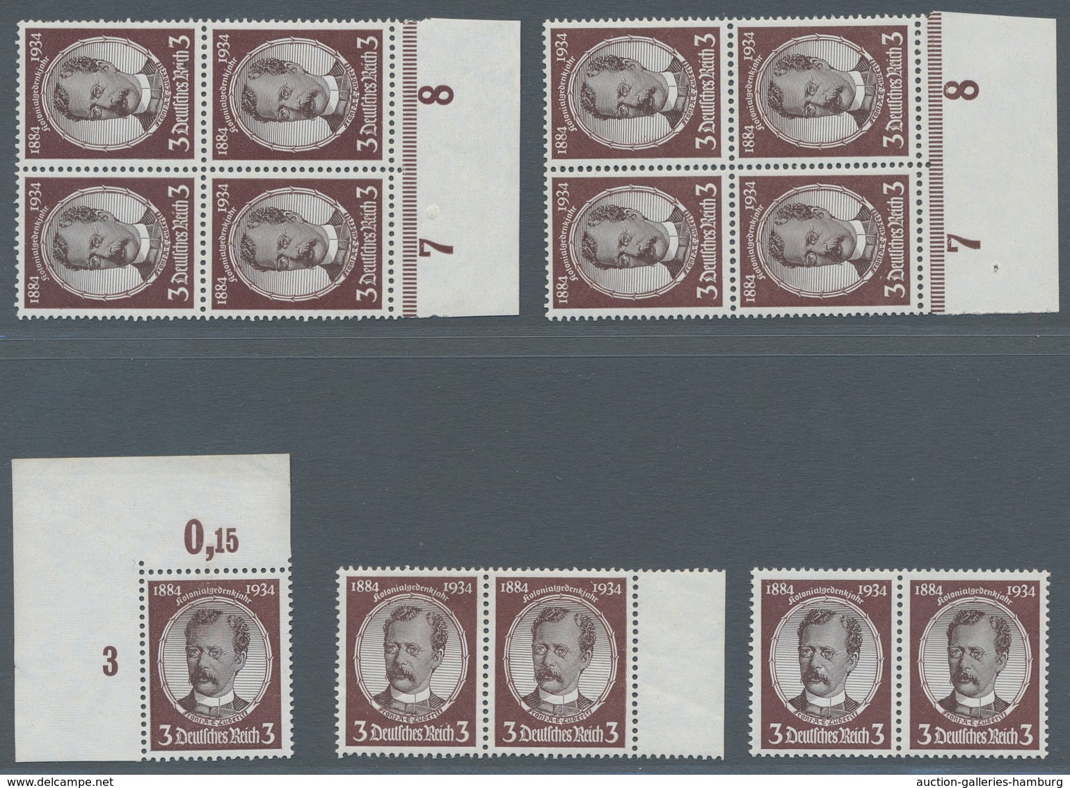 Deutsches Reich - 3. Reich: 1934, Kolonialforscher Lüderitz 3 Pfennig, Partie Von 50 Postfrischen We - Unused Stamps