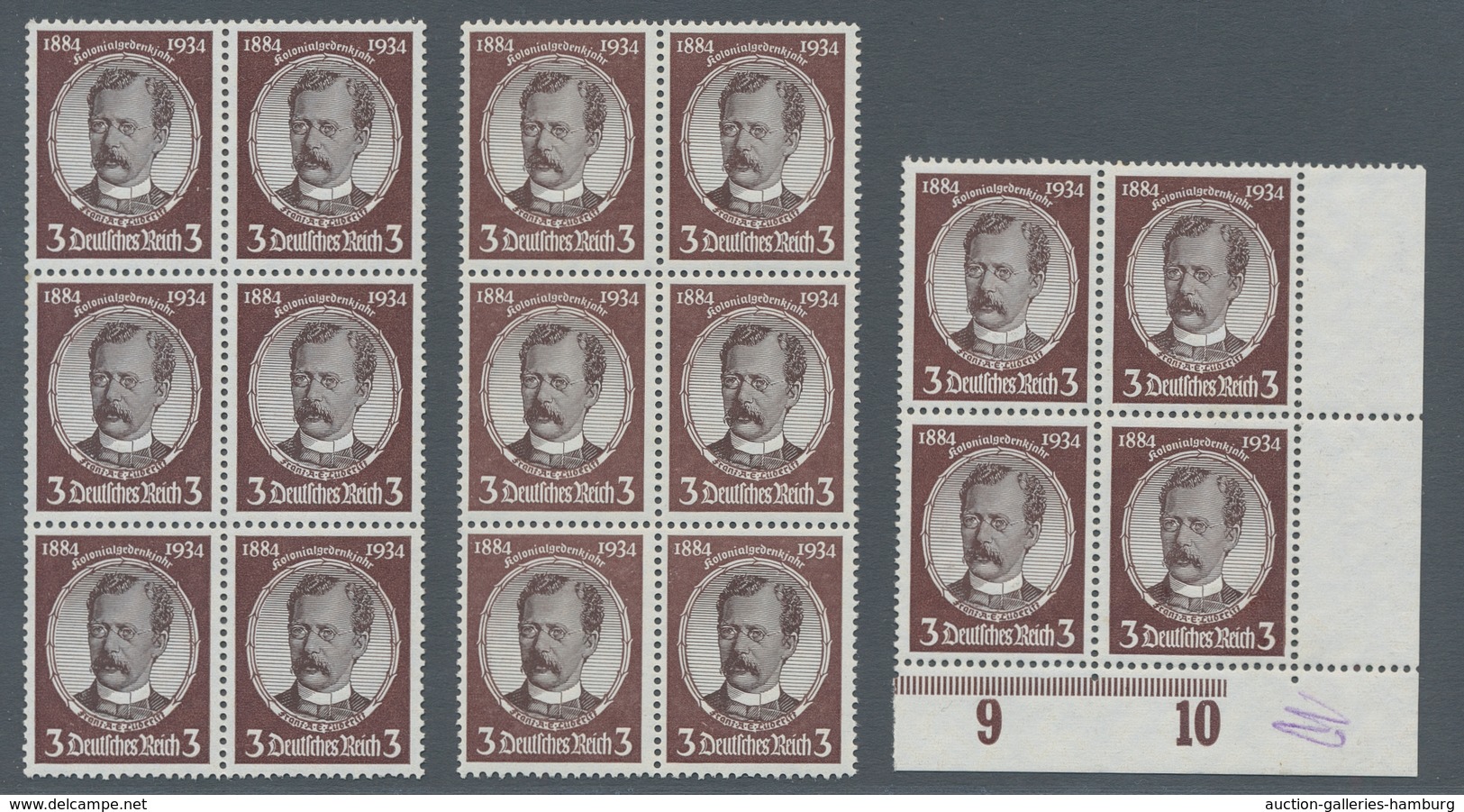 Deutsches Reich - 3. Reich: 1934, Kolonialforscher Lüderitz 3 Pfennig, Partie Von 50 Postfrischen We - Unused Stamps