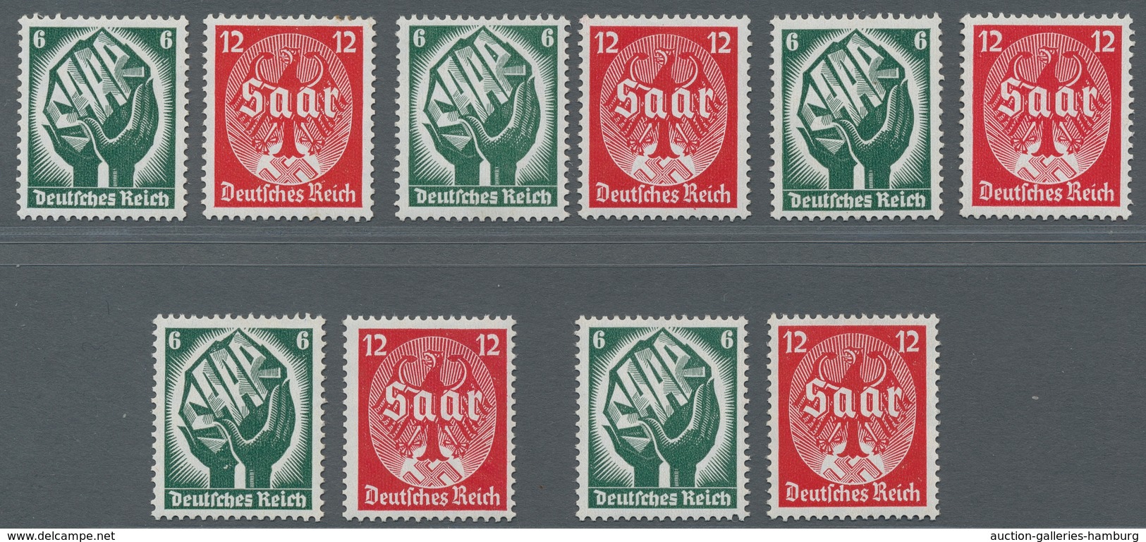 Deutsches Reich - 3. Reich: 1934, Saarabstimmung, 5 Sätze Einwandfrei Postfrisch, Mi. 450,00 - Unused Stamps