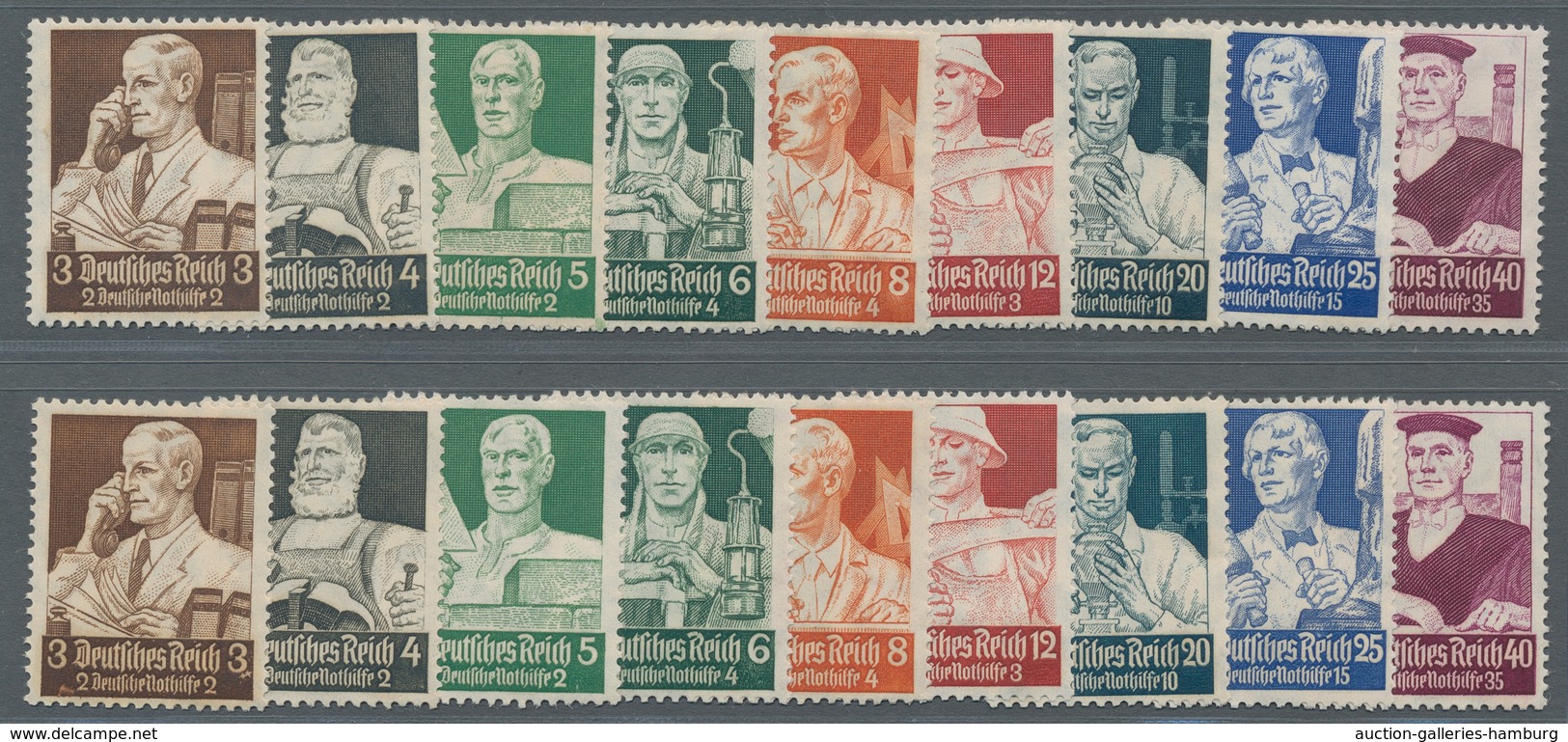 Deutsches Reich - 3. Reich: 1934, Nothilfe, Berufsstände, 2 Kpl. Sätze Postfrisch (40 Pfg Einmal Mit - Nuevos