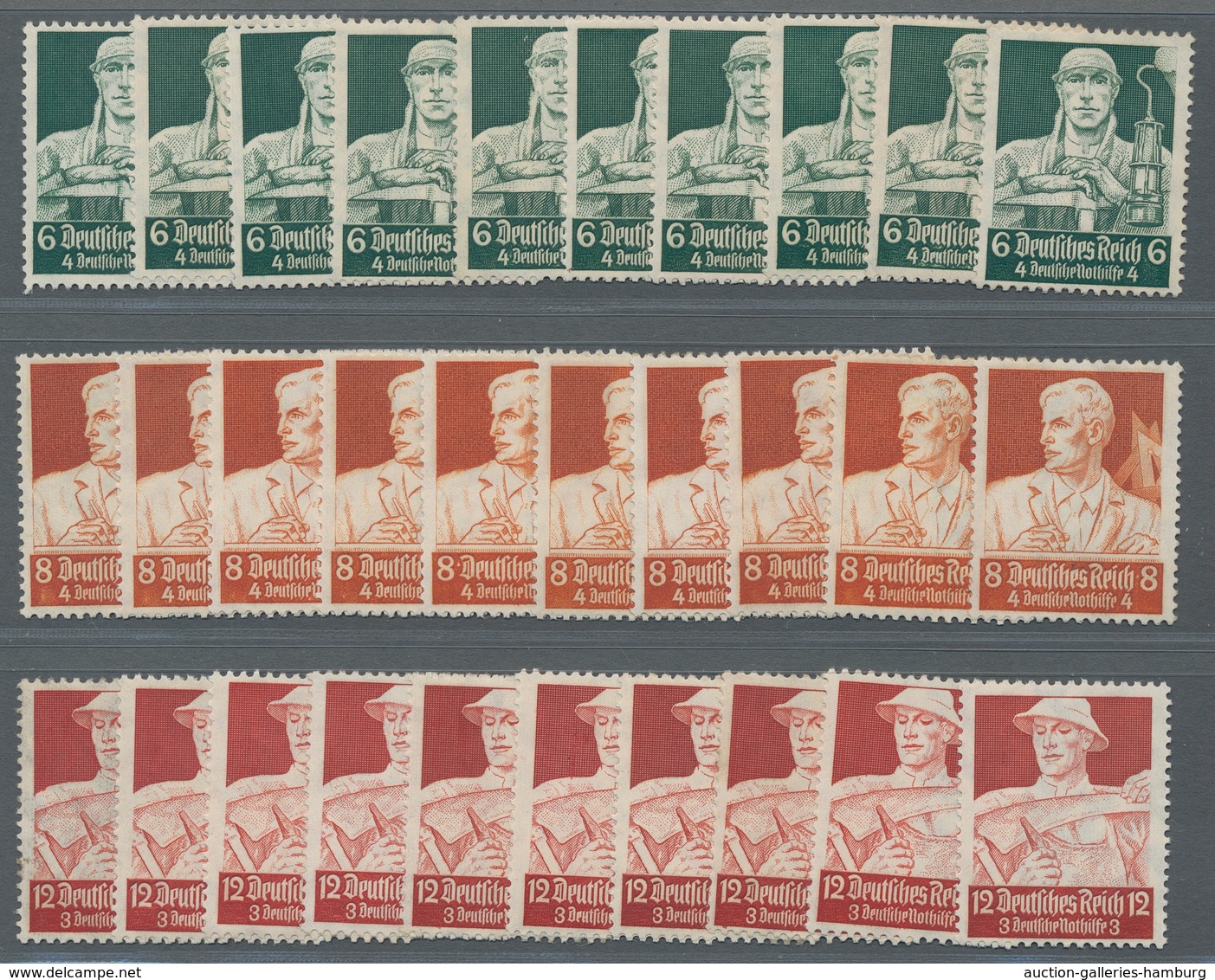 Deutsches Reich - 3. Reich: 1934, Nothilfe, Berufsstände, 2 Kpl. Sätze Postfrisch (40 Pfg Einmal Mit - Unused Stamps