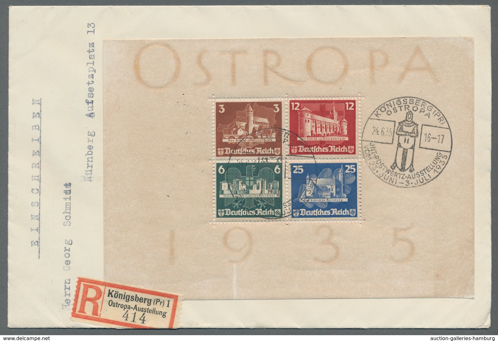 Deutsches Reich - 3. Reich: 1935, "OSTROPA"-Block Entwertet Mit Entsprechendem Sonderstempel Vom Zwe - Unused Stamps