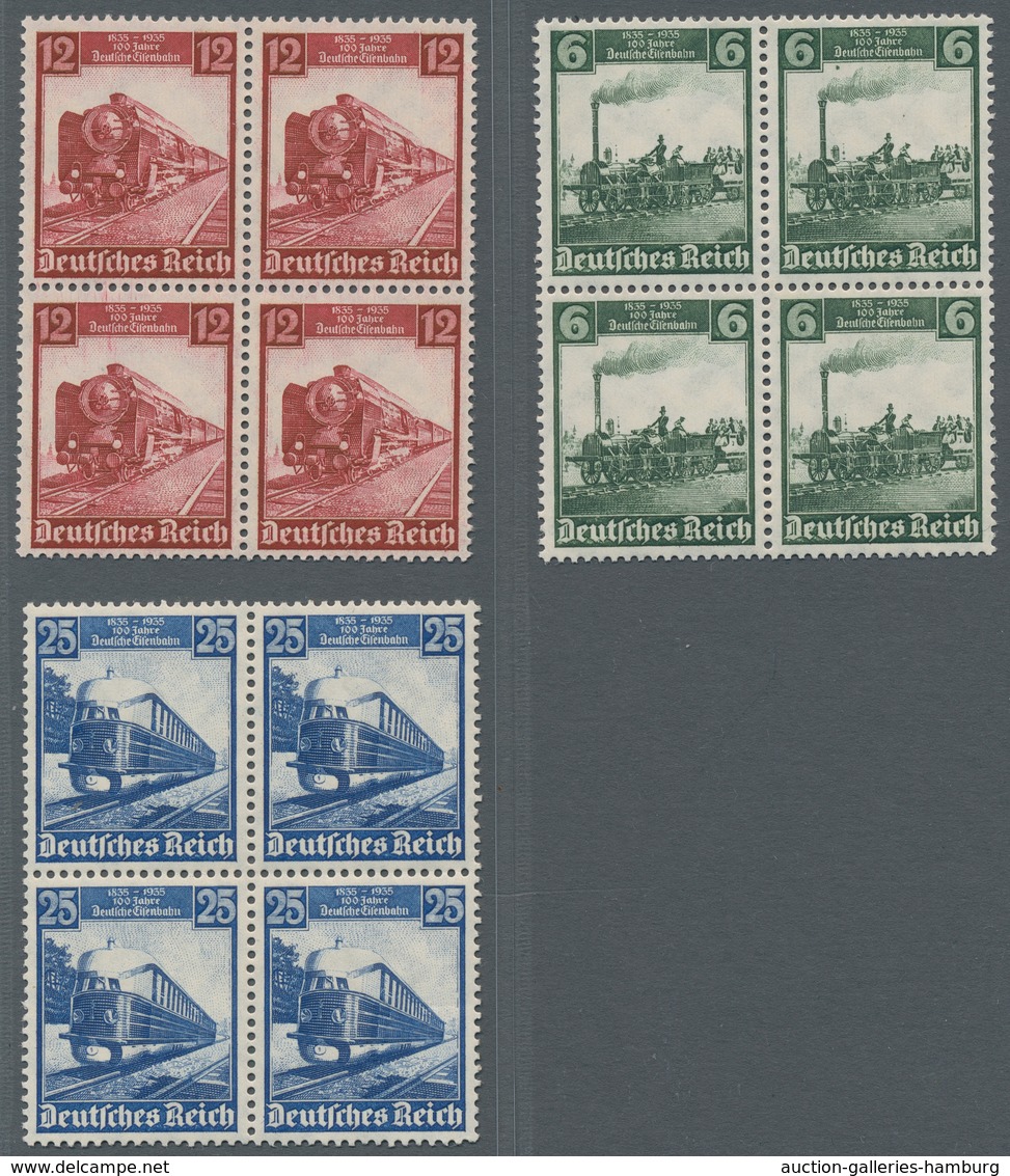 Deutsches Reich - 3. Reich: 1935, 100 Jahre Deutsche Eisenbahn, 24 Postfrische Teilsätze (vom Adler - Unused Stamps