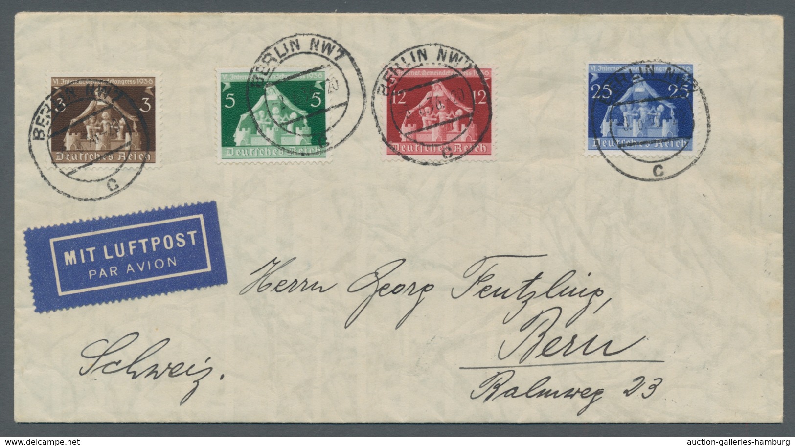 Deutsches Reich - 3. Reich: 1936, Gemeindekongress, Kplt. Satz Mit Ersttagstpl. Berlin 3.6.36 Auf Lu - Unused Stamps