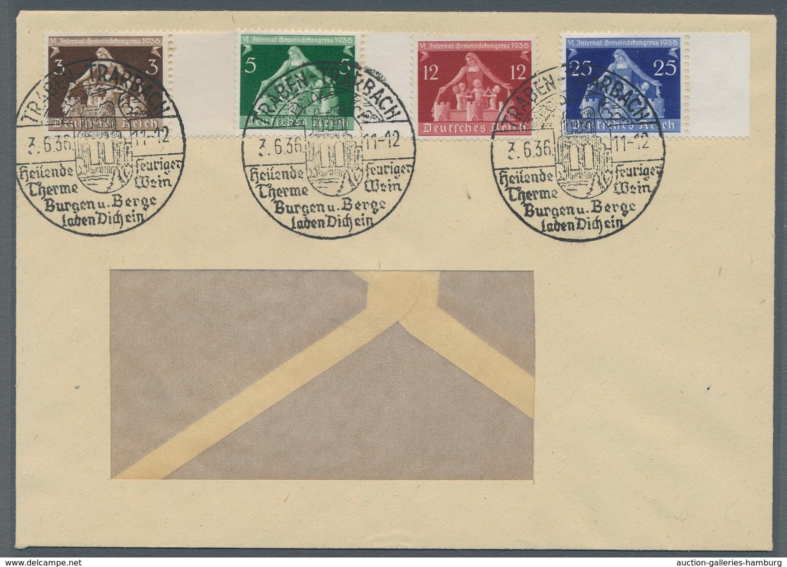 Deutsches Reich - 3. Reich: 1936, Internationaler Gemeindekongresss,kompletter Satz Auf Fensterumsch - Unused Stamps