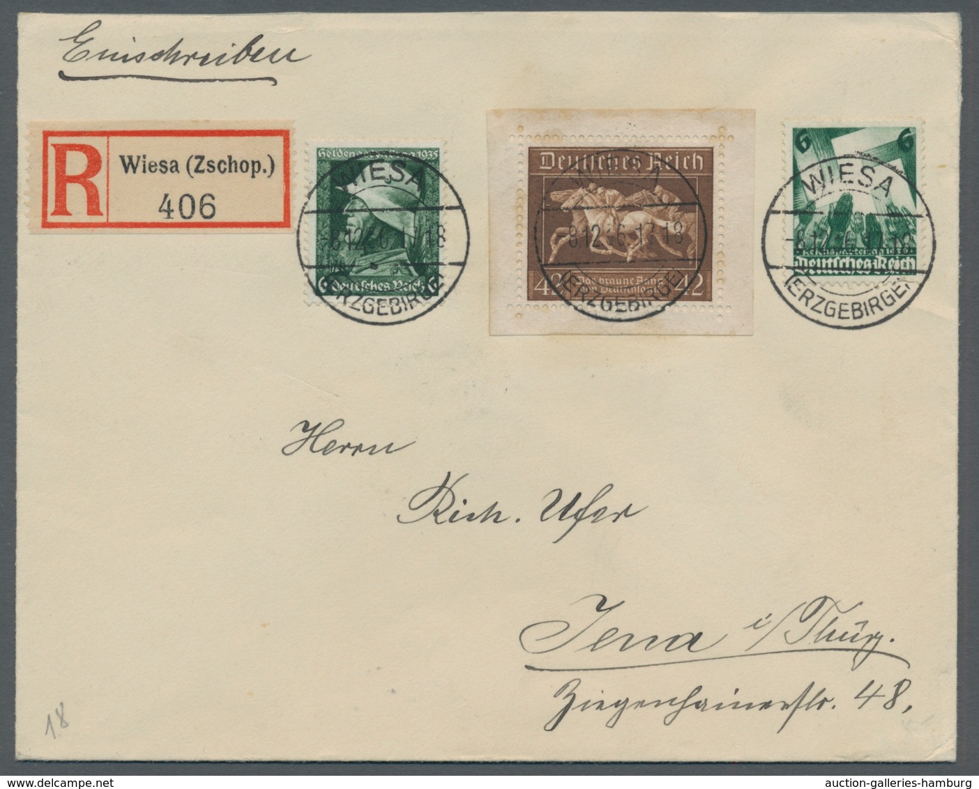 Deutsches Reich - 3. Reich: 1936, Galopprennen 42 Pf, Einzelmarke Aus Block 4, (Blockausschnitt) Mit - Unused Stamps