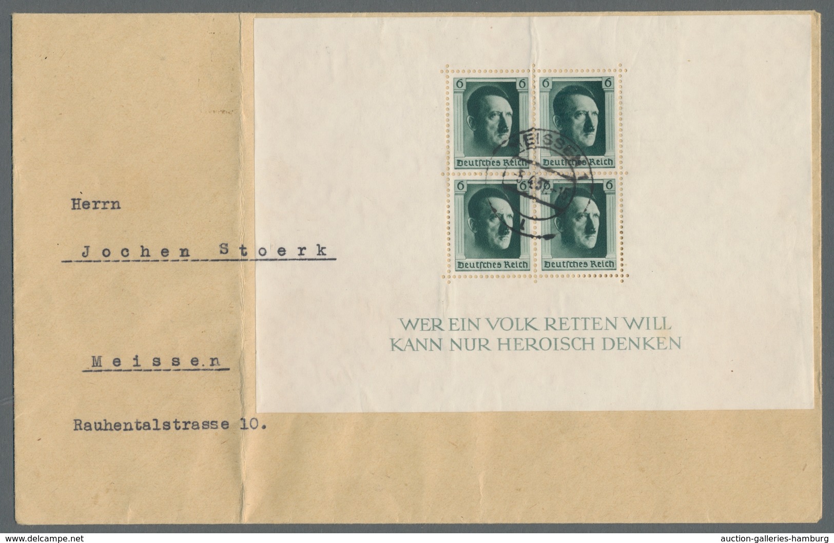 Deutsches Reich - 3. Reich: 1937, Hitler Block Auf Großformatigen Ortsbrief, (Adressteil Bug) Mit Er - Nuevos