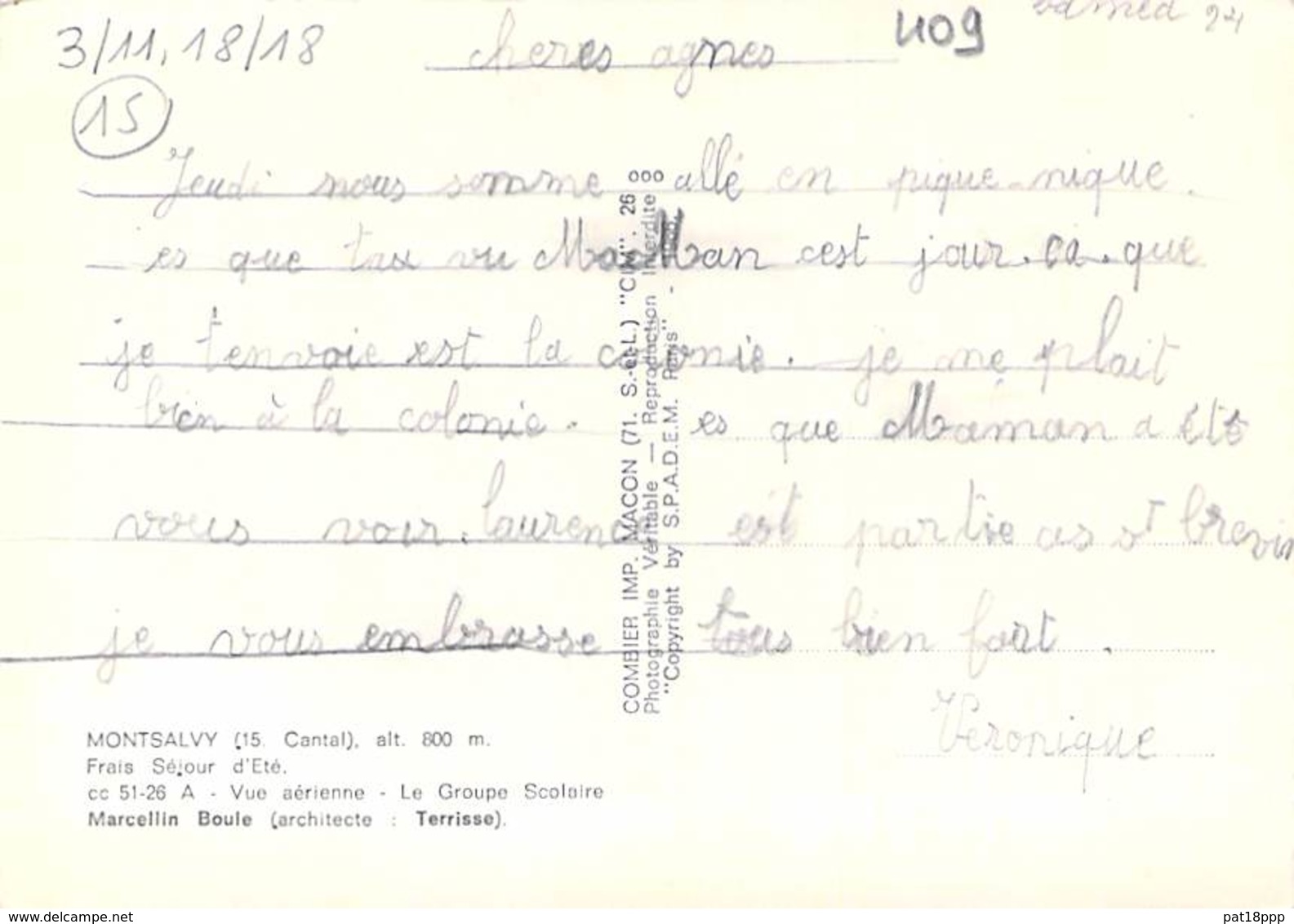 15 - MONTSALVY  Vue Aérienne Du Groupe Scolaire CPSM Village ( 860 Habitants) Dentelée Noir Blanc Grand Format - Cantal - Other & Unclassified