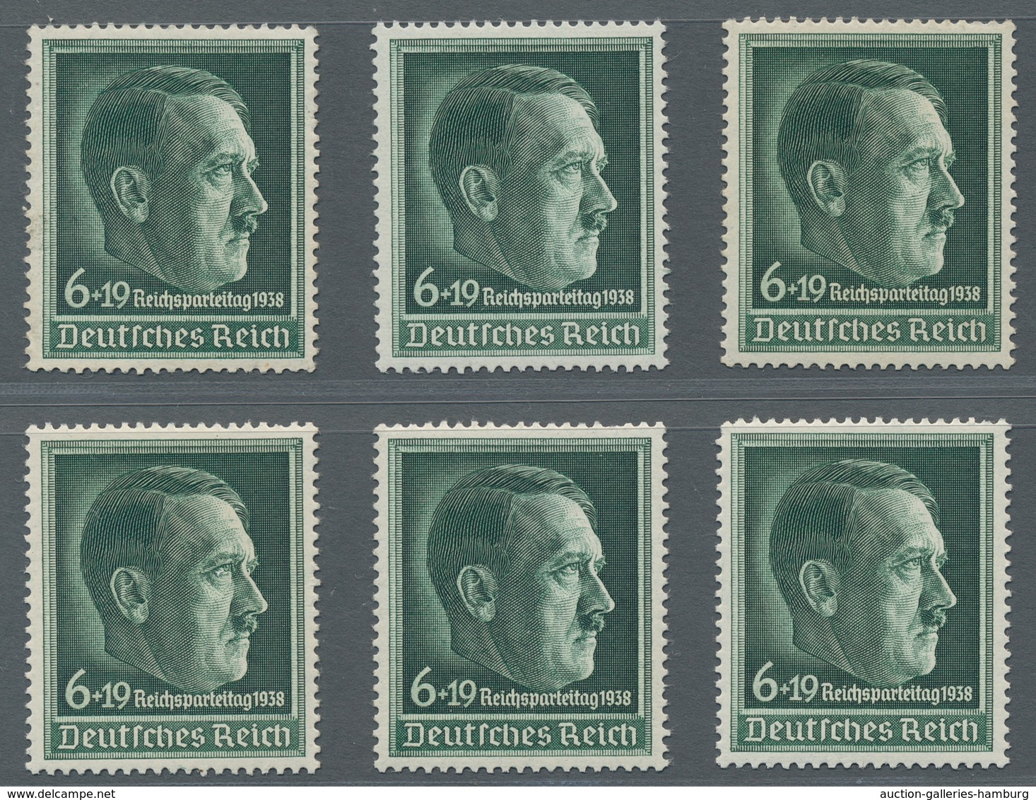 Deutsches Reich - 3. Reich: 1938, Reichsparteitag, 6 Mal Postfrisch Mit Waagerechter Gummiriffelung, - Nuevos