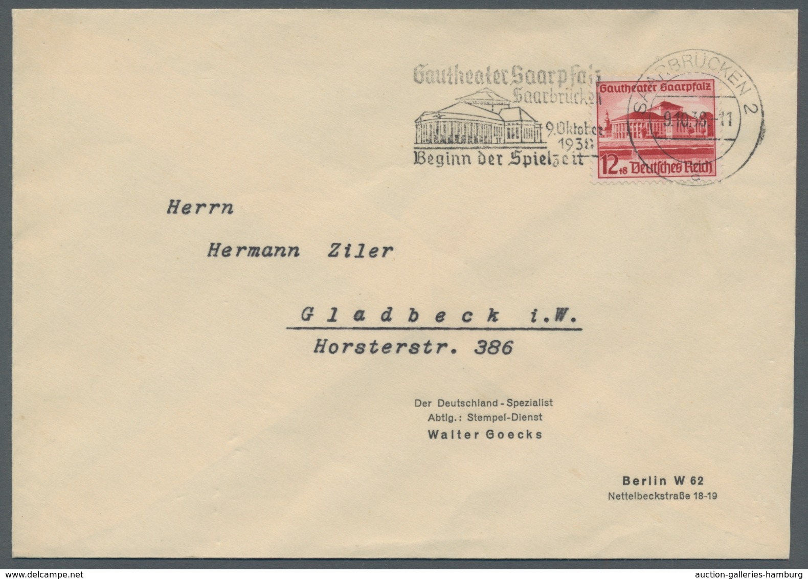 Deutsches Reich - 3. Reich: 1938, Gautheater Saarpfalz, Lot Von 5 FDC's, 4x 6Pf. Auf Karten Mit Vers - Nuevos