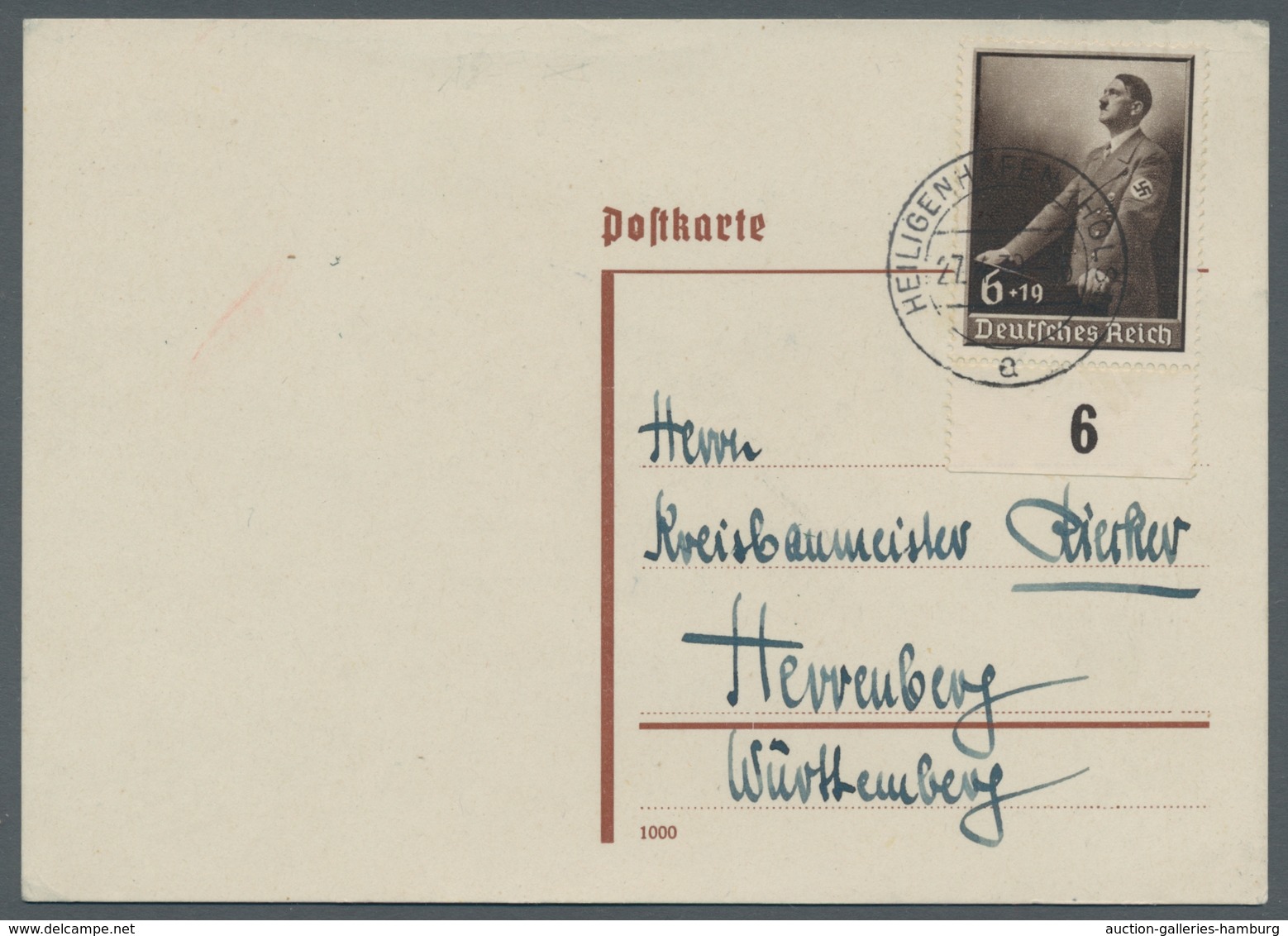 Deutsches Reich - 3. Reich: 1939, 1. Mai, Unterrandstück Auf Bedarfskarte Mit Vor-Ersttagstpl. Heili - Nuevos
