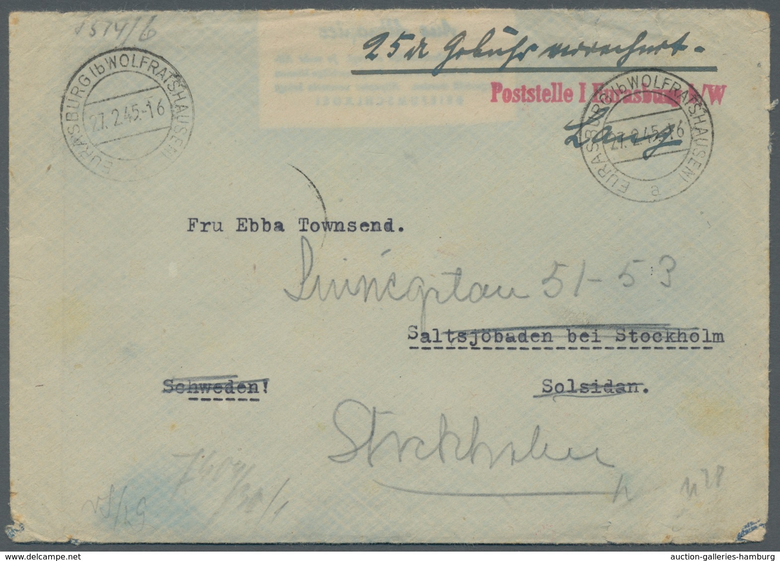 Deutsches Reich - 3. Reich: 1945, Gebühr Bezahlt-Brief Mit Einnahmenachweis, Poststellen-L1 "Postste - Nuevos