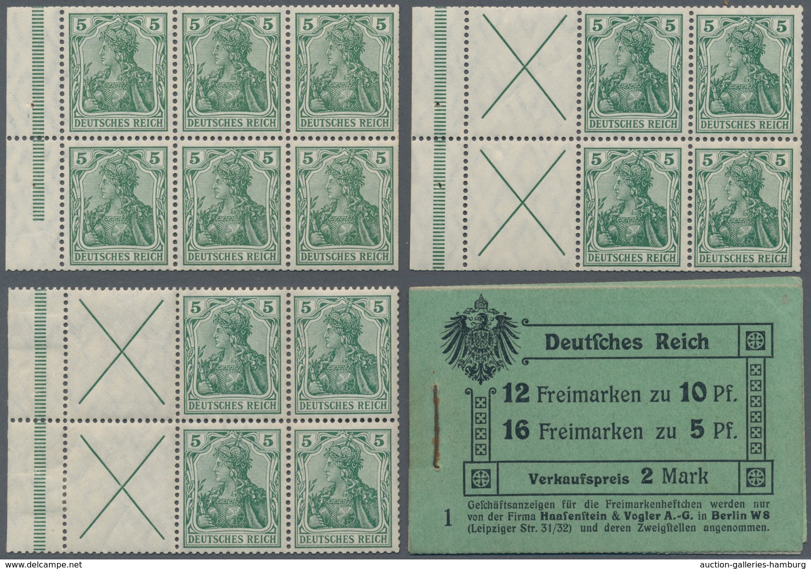 Deutsches Reich - Markenheftchenblätter: 1910, Germania-Markenheftchen 2 Mark, Lot Von Drei Heftchen - Markenheftchen