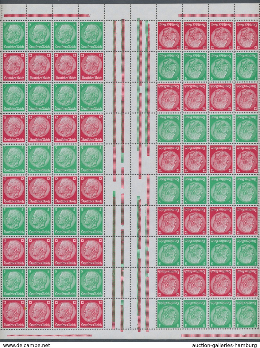 Deutsches Reich - Markenheftchenbogen: 1933, Hindenburg, 6 Pf. Grün U. 12 Pf Rosa, Wz. Waffeln, Post - Cuadernillos