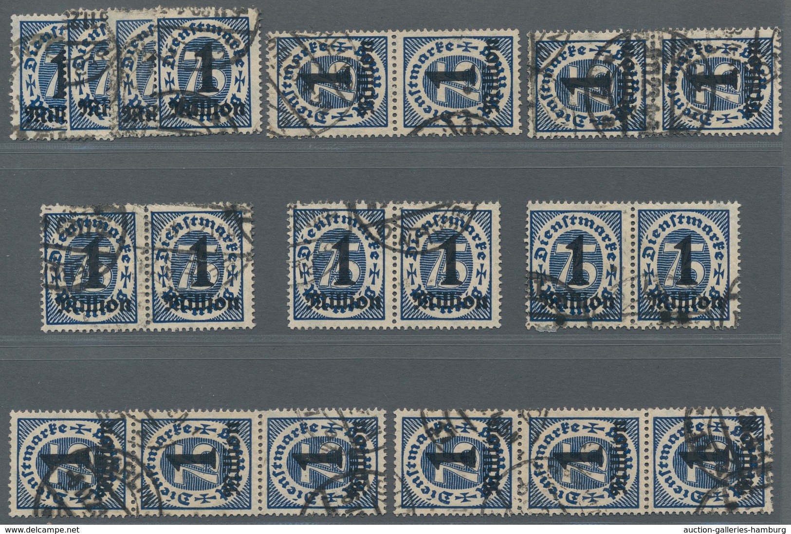 Deutsches Reich - Dienstmarken: 1923, Dienstmarke "1 Mio. M Auf 75", 20 Mal, Alle Gepr. Infla, Mit P - Oficial