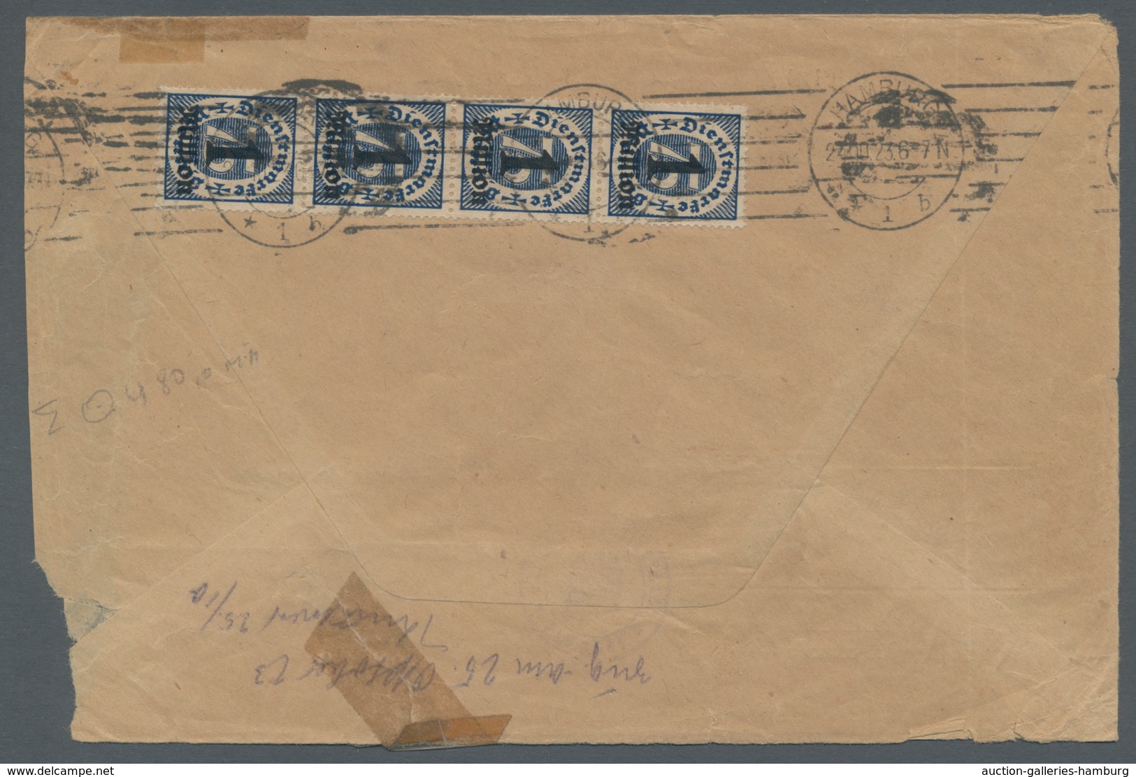 Deutsches Reich - Dienstmarken: 1923, 4er Streifen 1 Mill.a.75 Pf, In Mif. Mit 3x Nr.97 Und 10 Mill. - Oficial