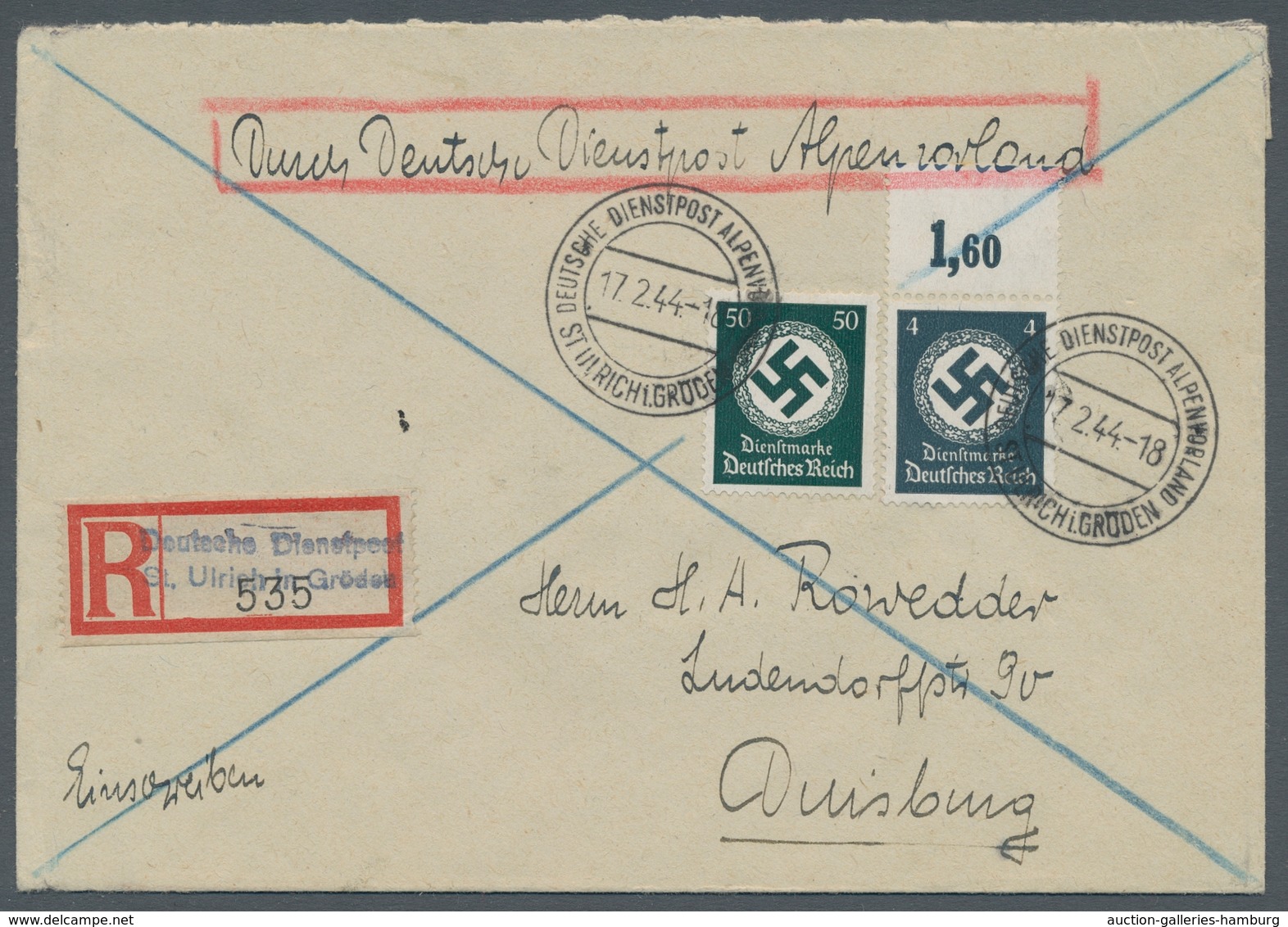 Deutsches Reich - Dienstmarken: 1942, "50 Pfg. Behördendienst" Mit Oberrandwert 4 Pfg. Als Sehr Selt - Oficial